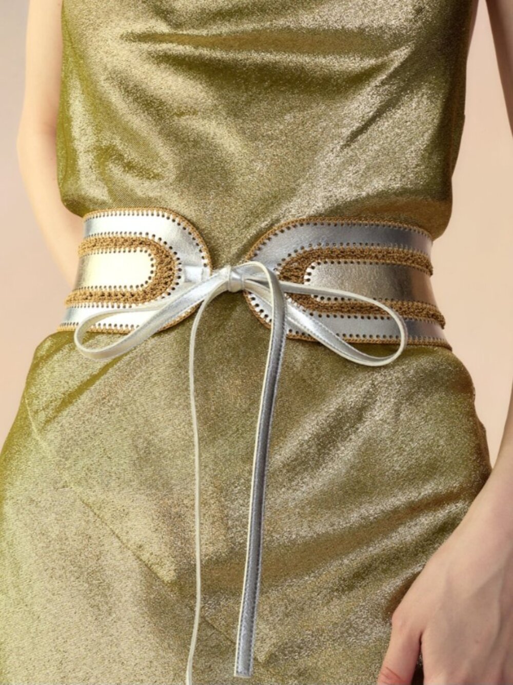 Cynthia Rowley Metallic Vegan Leather Belt - Picture 11 of 13